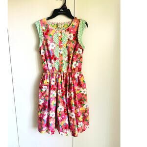 Matilda Jane Leah Wonderful Parade Childs Summer Dress XS Bright Floral Happy